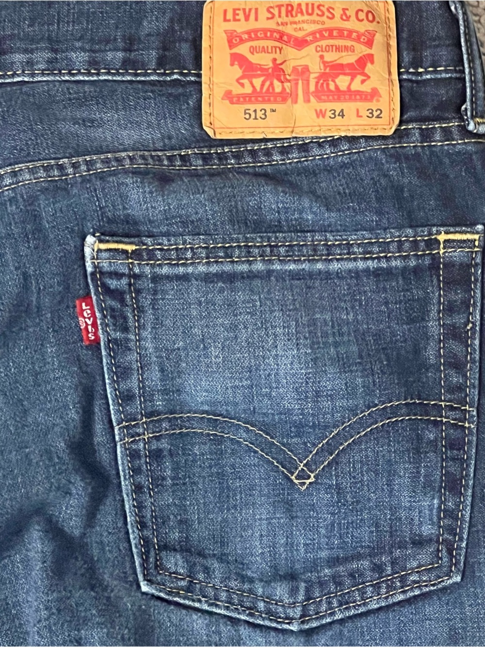 Men's Levi's Blue 513 Straight Jeans Waist 34x32 - Picture 7 of 7